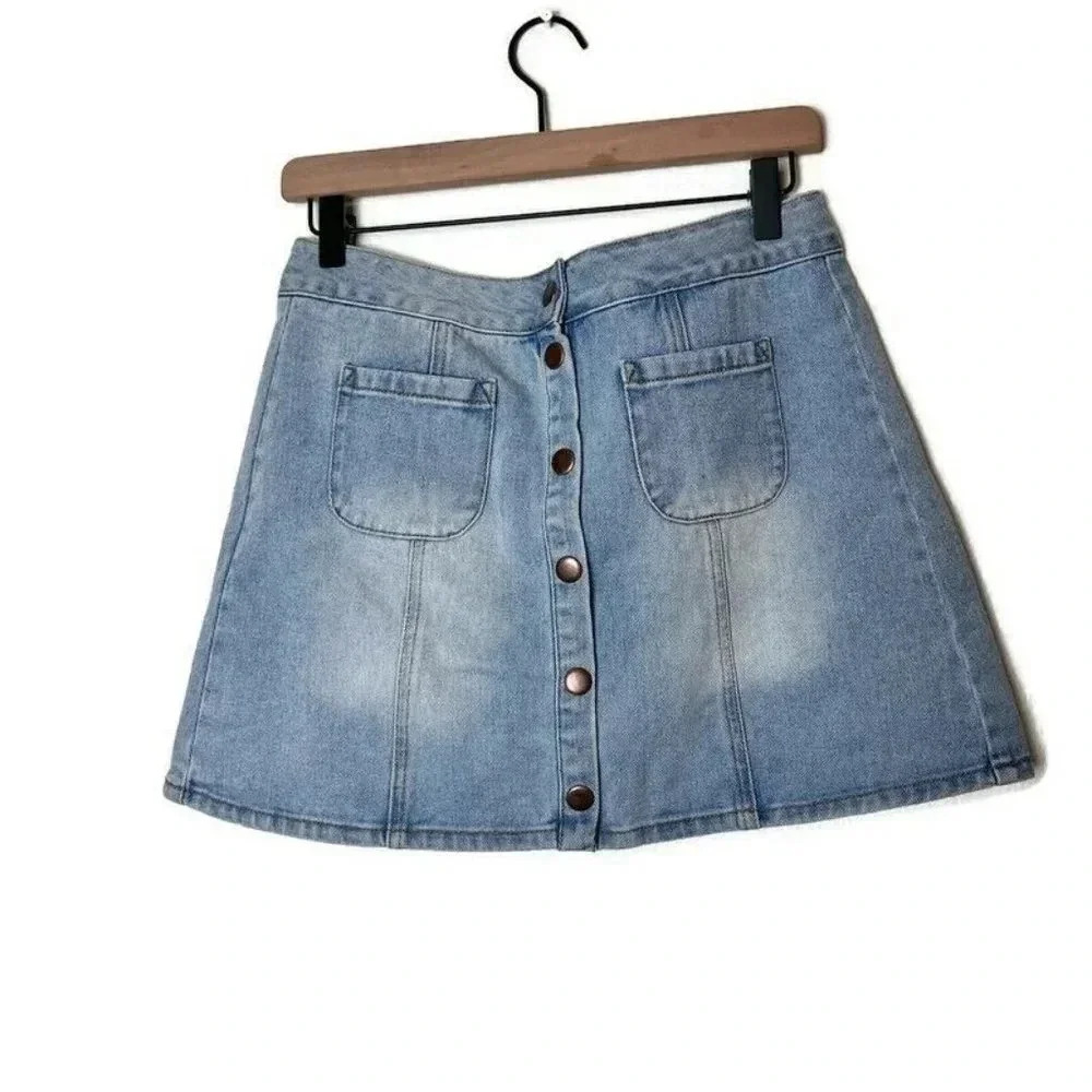 Brandy MelvilleLight Blue Patch Pocket Denim‎ Mini Skirt